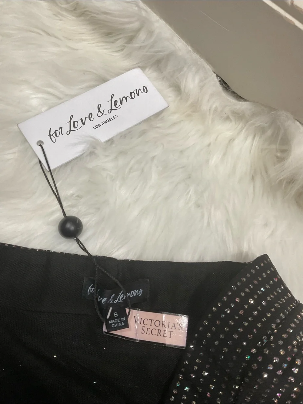 For Love & Lemons Victorias Secret Black All That Glitters Skirt